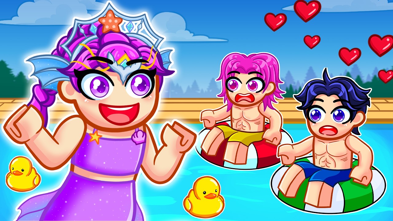 MERMAID RUMI Is STUCK at a SAJA BOYS Pool Party in Roblox! | Kpop Demon Hunters