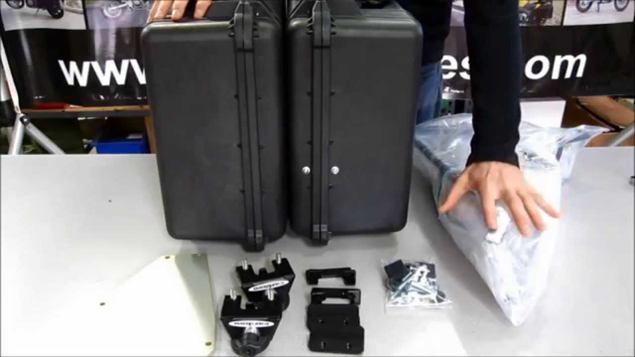 Complete Caribou Motorcycle Side Luggage Installation