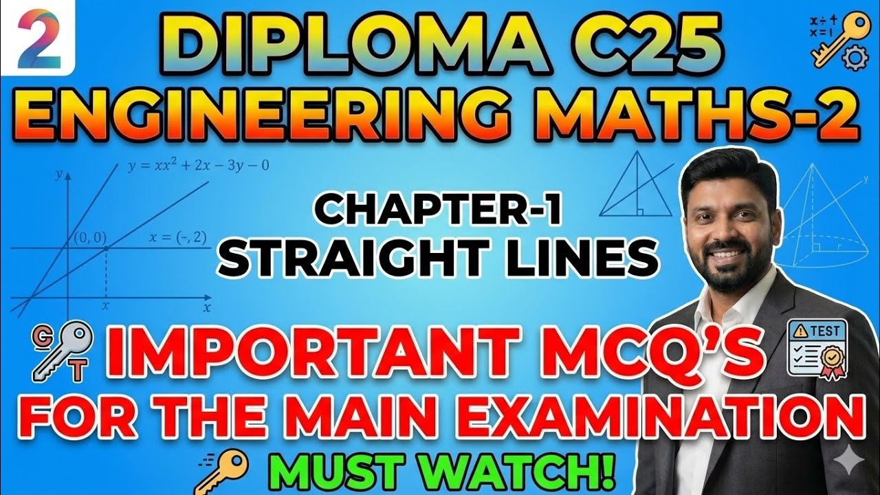 👉 #Diploma-C25👉 #Straight lines👉 #Engg Maths-2👉 #important MCQs👉 #MathEdge👉 #By Manjunath B