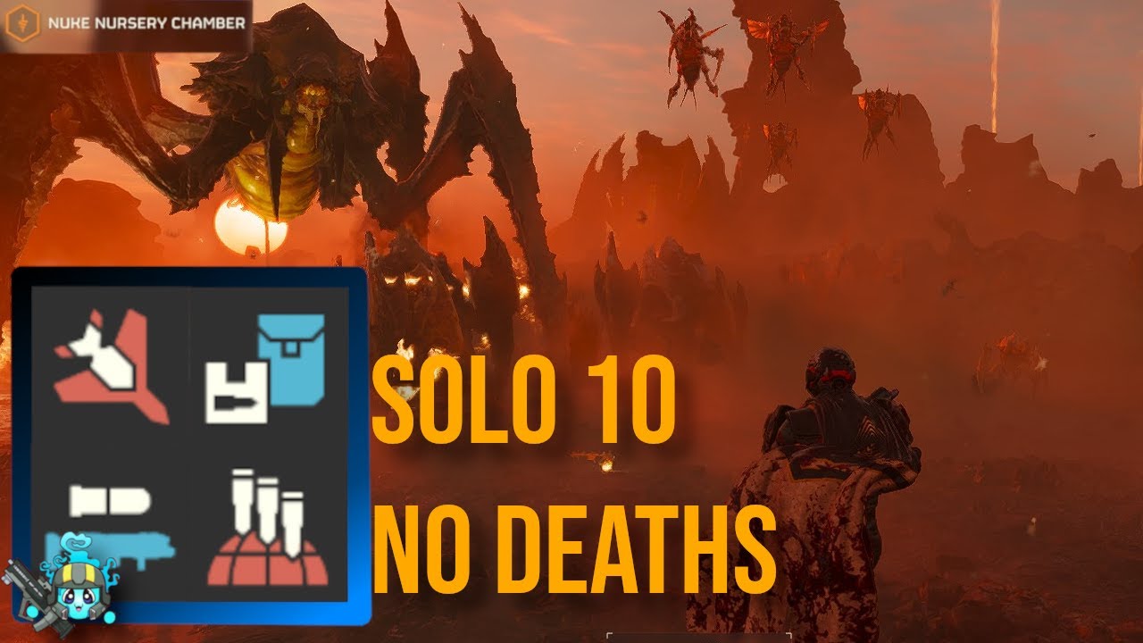 Helldivers 2 - Solo 10 Full Clear Nuke Nursery Mission Mega Nest Egg and Steve Extract No Deaths