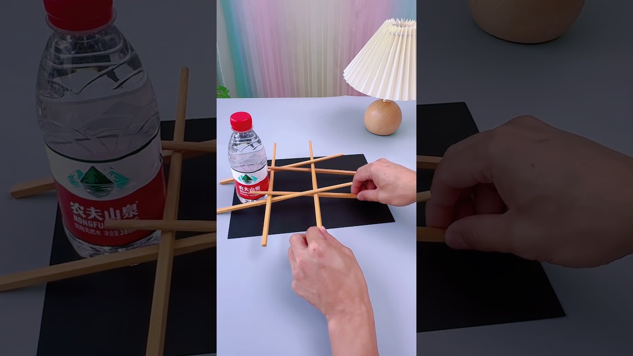 Use nine chopsticks to build a bridge. Try it with your children at home