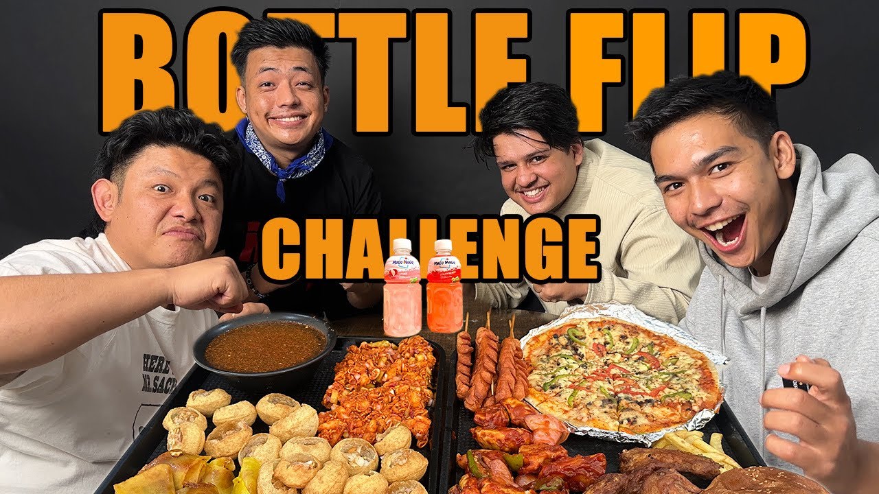 BOTTLE FLIP CHALLENGE FT @mrgole8 @Rungmangvlog  BURGER,PIZZA,MOMO,PANIPURI,LAPHING!!!