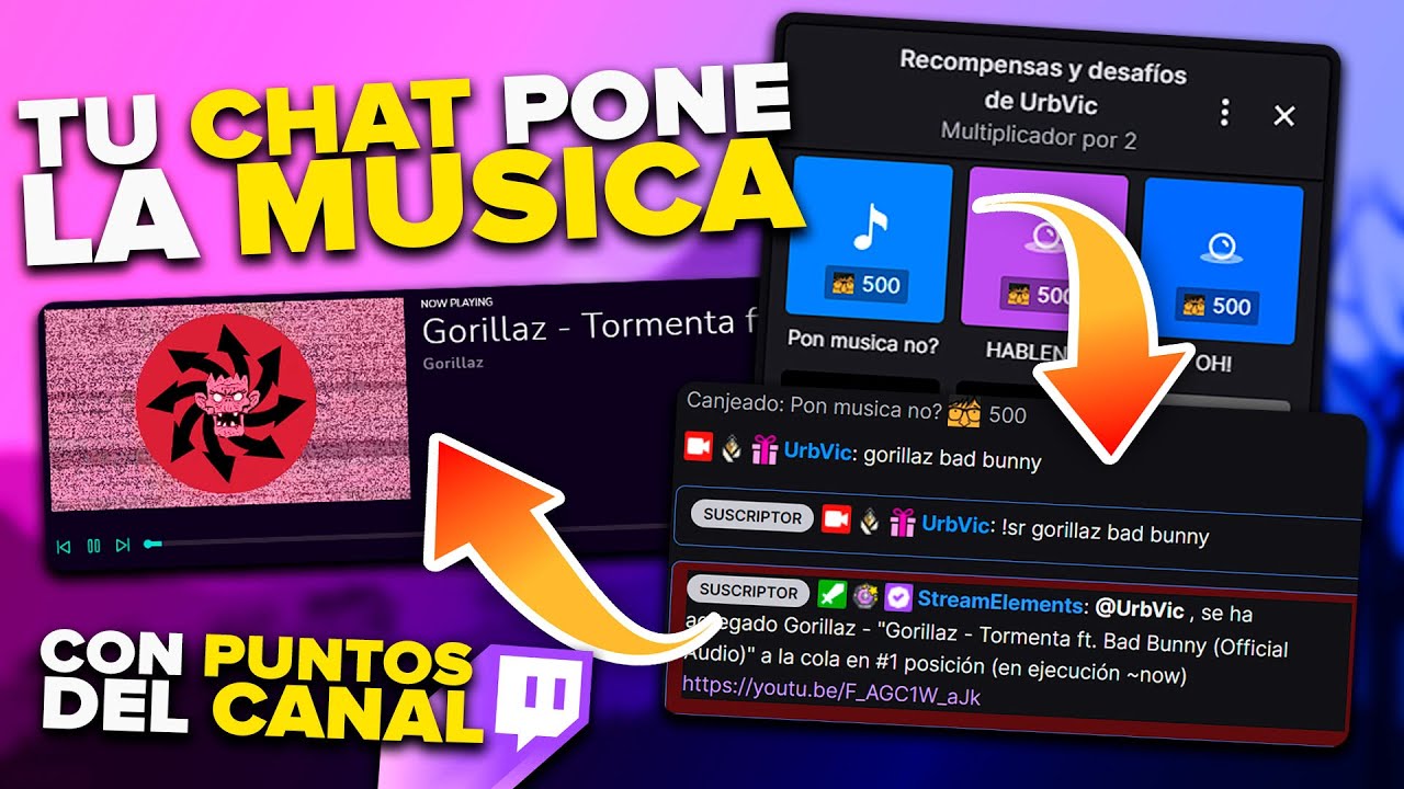 COMO PONER MUSICA EN TU STREAM CON PUNTOS DEL CANAL DE TWITCH | Tutorial | UrbVic