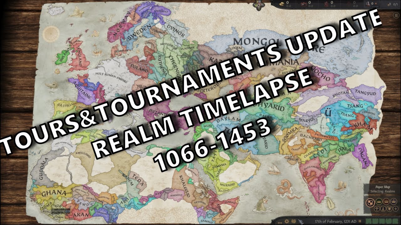 CK3v1.9: Realm Timelapse 1066-1453: Tours & Tournaments Dlc Update: Default Settings