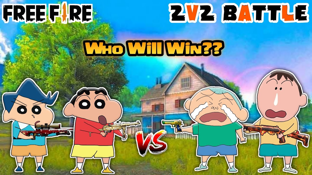 Shinchan and kazama vs masao and bochan in free fire 2v2 custom 😱🔥 | Shinchan playing free fire 😂