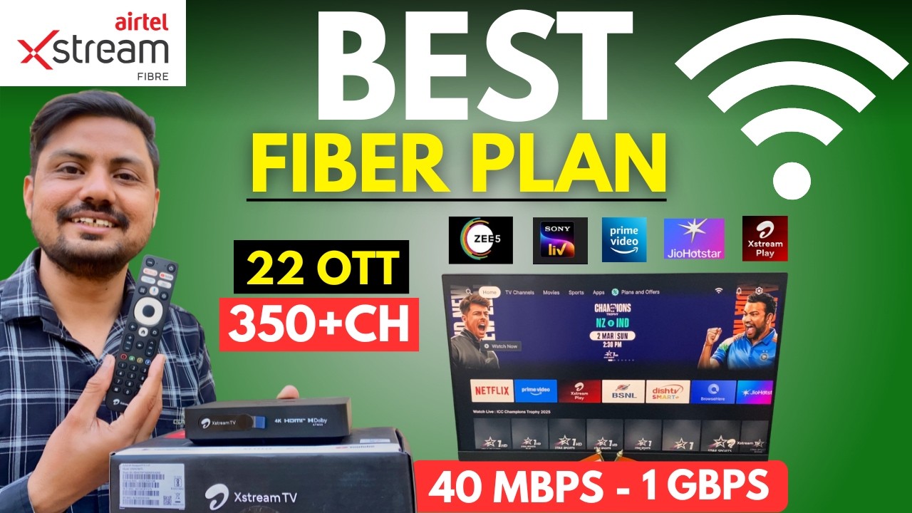 Airtel Xstream Fiber Plans 2026 💥 Unlimited Internet for Home & Office | 22 OTT + 350 TV Channels!