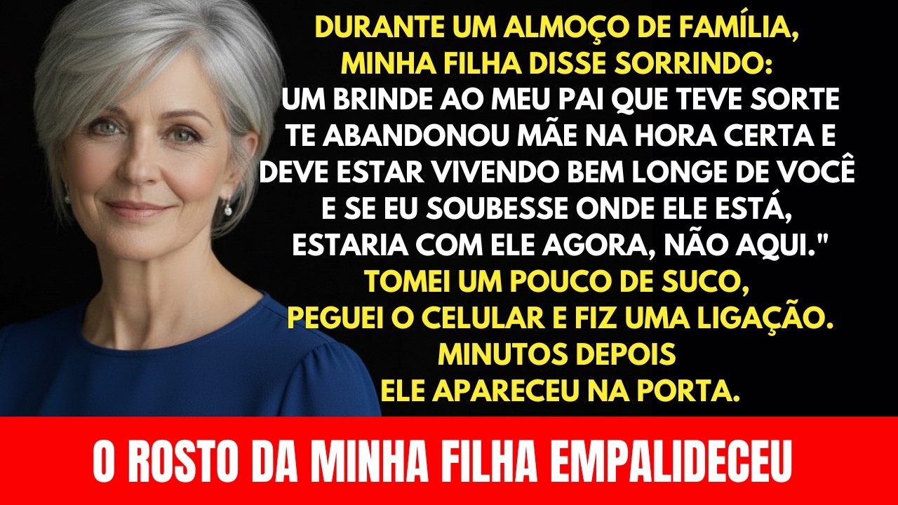 Um brinde ao meu pai que abandonou essa mulher desprezível, minutos depois a campainha toca...