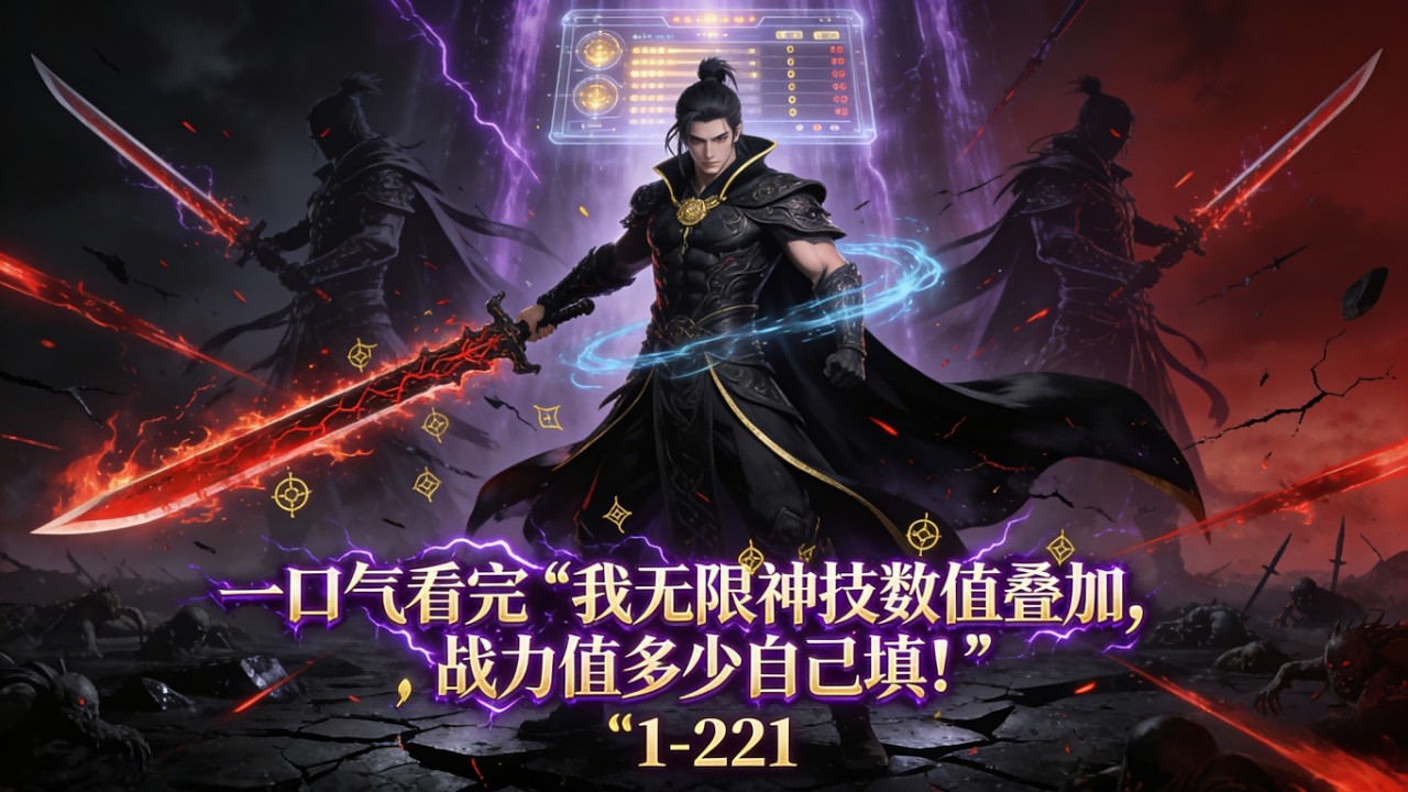 一口气看完《我无限神技数值叠加，战力值数值自己填！》1-221 莫语穿越后系统到账。开始从系统那获取各种技能，【赐死剑气】血量低于20%必定斩杀。【闪避】被攻击自动躲避，全程无敌状态。邪神？减速带罢了