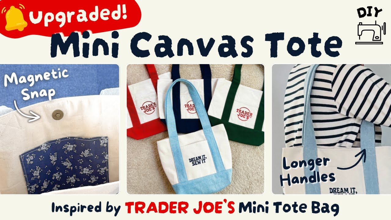 ⚡️Upgraded⚡️ DIY Trader Joe&rsquo;s Mini Tote🌴  | Shoulder-Carry Version & Pocket