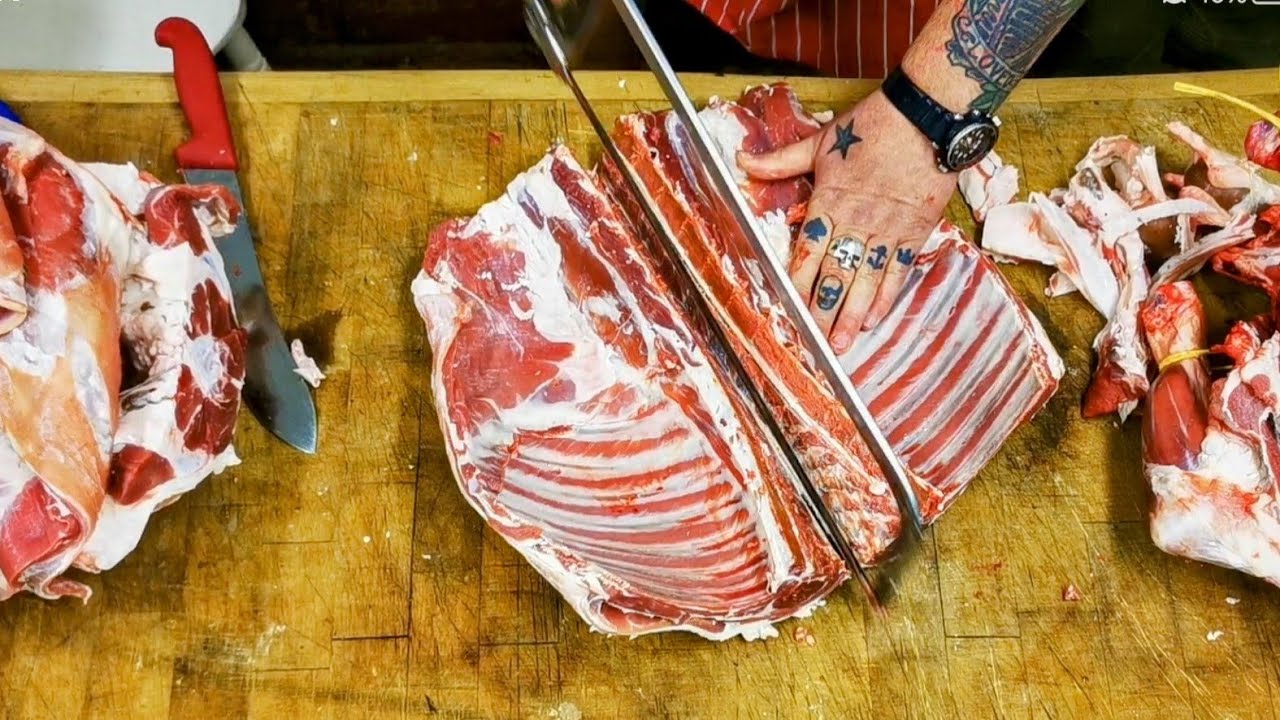 Разделка ягнёнка. Один ягнёнок разделан в режиме реального времени. Как разделать ягнёнка #ягнёнок