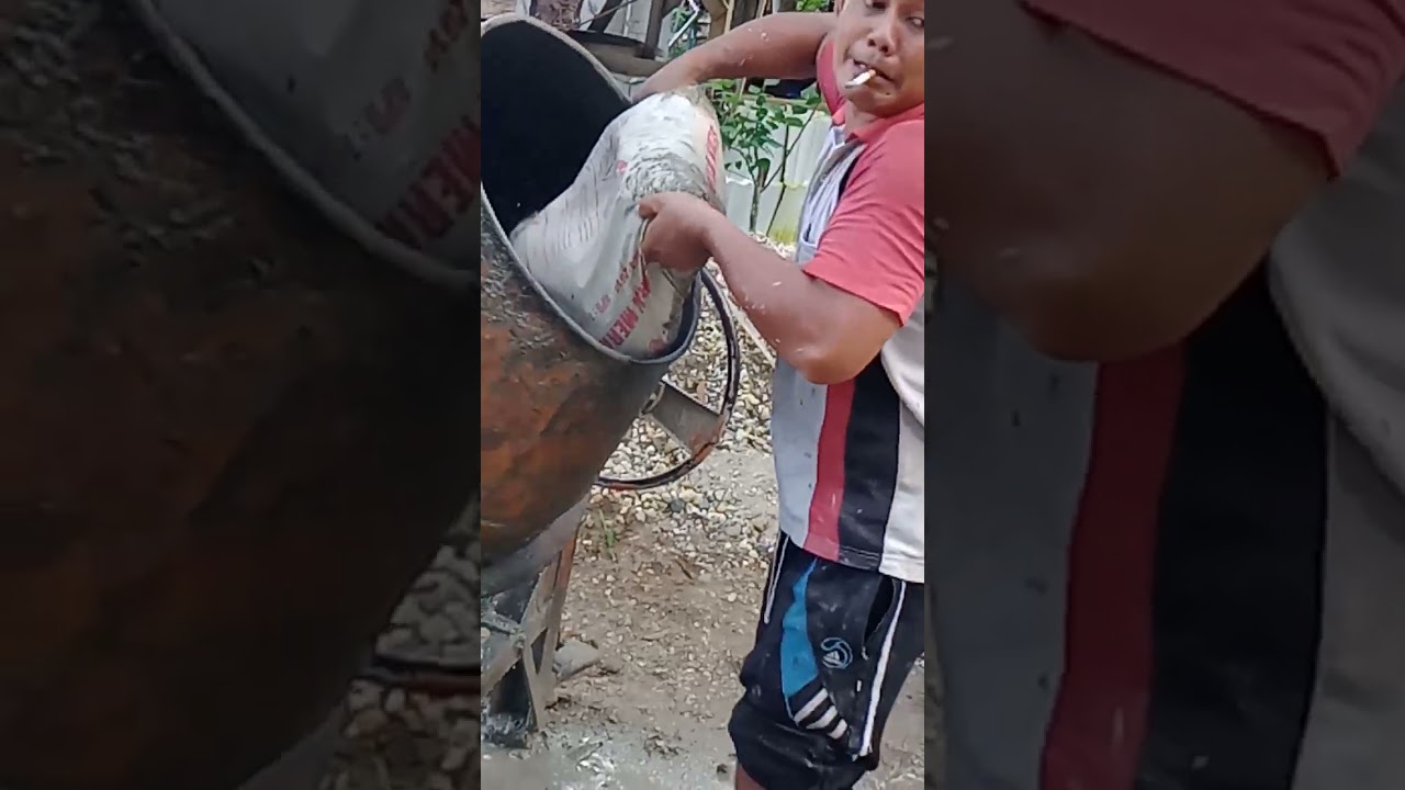 cara  mudah .memasuk kan semen ke molen cor