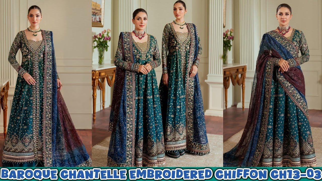 Baroque Chantelle 2024 Embroidered Chiffon CH13-03 in-stock 💙💚 || WhatsApp : 0328 9735422‬