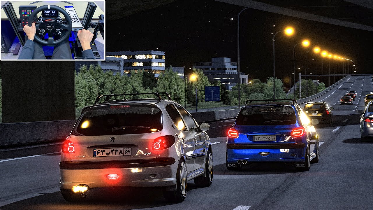 5 Peugeot 206 & 207 RC Swerving Through Traffic - Assetto Corsa | Moza R5