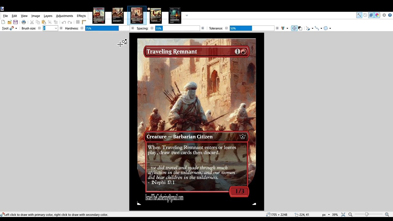 Five More MTG style cards for Israel the Gathering.