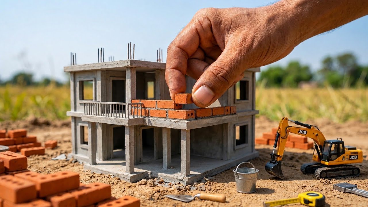 Building a Tiny Brick House from Scratch | Satisfying Mini Construction