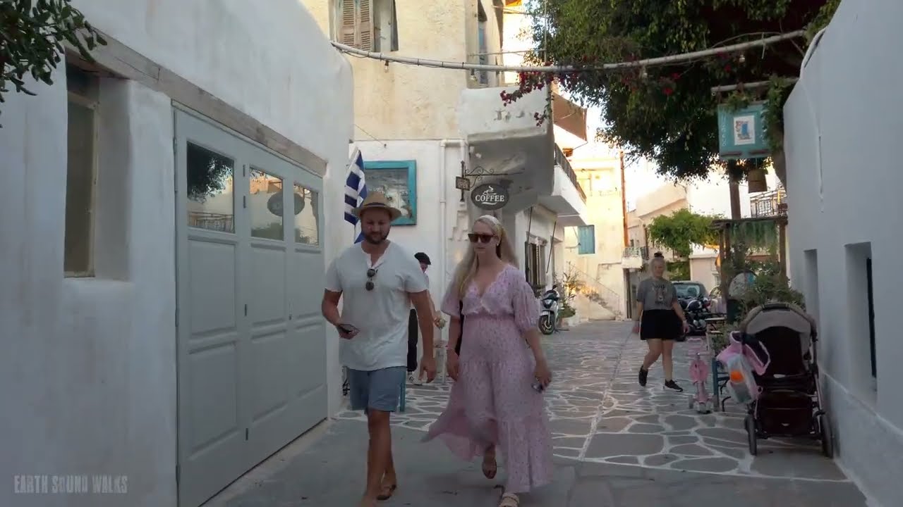Town walk to Portara in Naxos island, Greece
