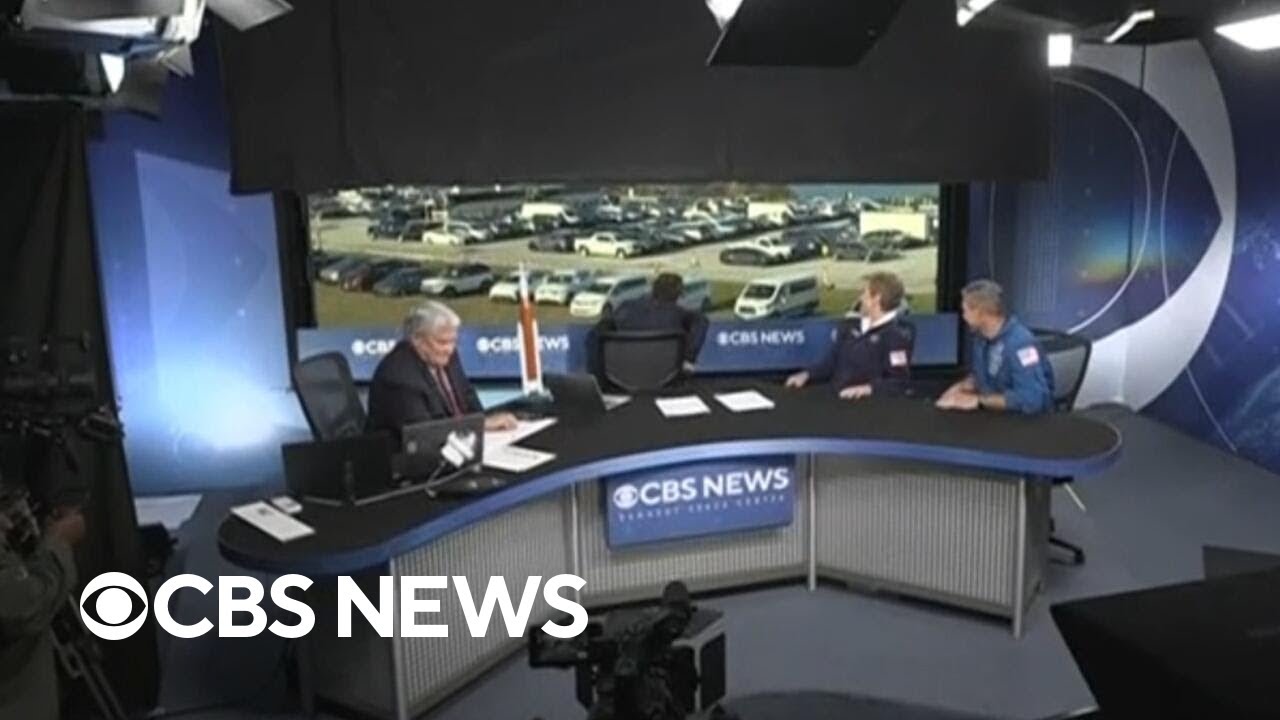 CBS Evening News studio shakes as Artemis II takes off
