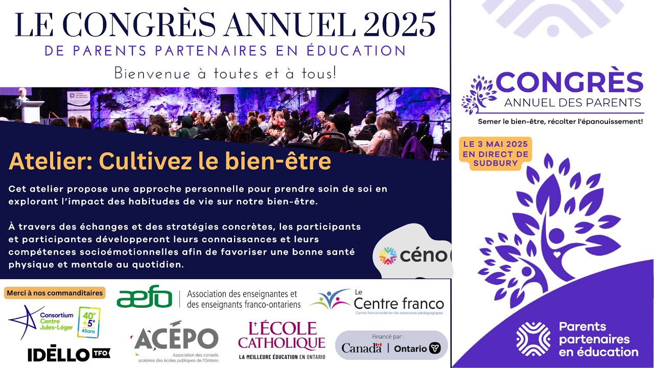 Congrès annuel des parents 2025 - Atelier : cultivez le bien être!