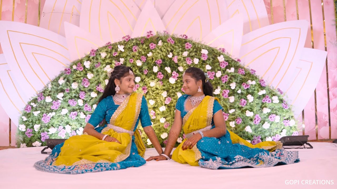 LASYA SRI & GEETHA SRI HALF SAREE EVENT 4K TEASER GOPI CREATIONS KAVALI  9440505262