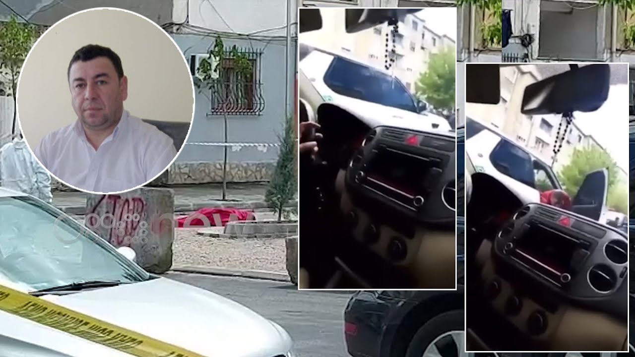 Kokat poshtë dhe njerëz që dalin nga makina, momenti kur nis përplasja me armë në Elbasan