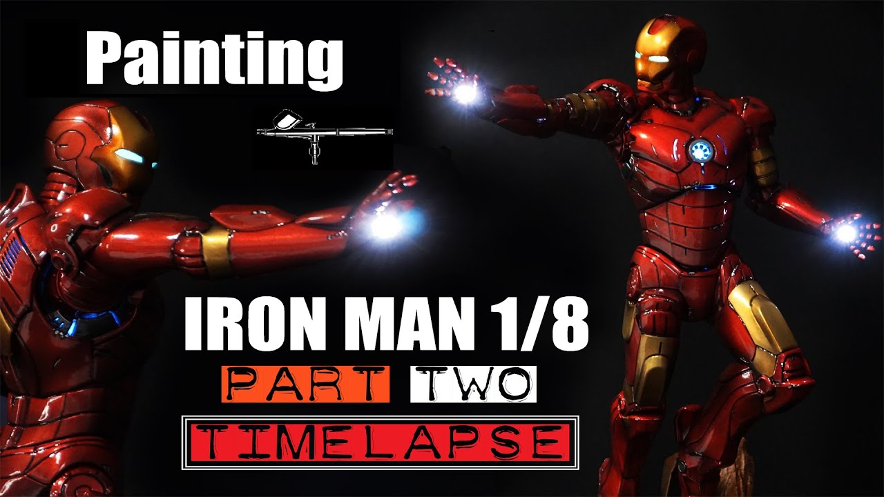 How to paint Iron Man//Como pintar Iron Man 1/8//Timelapse airbrush//Part 2