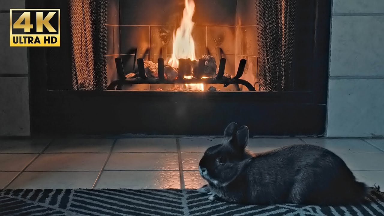 Fireplace with Bunny Rabbit