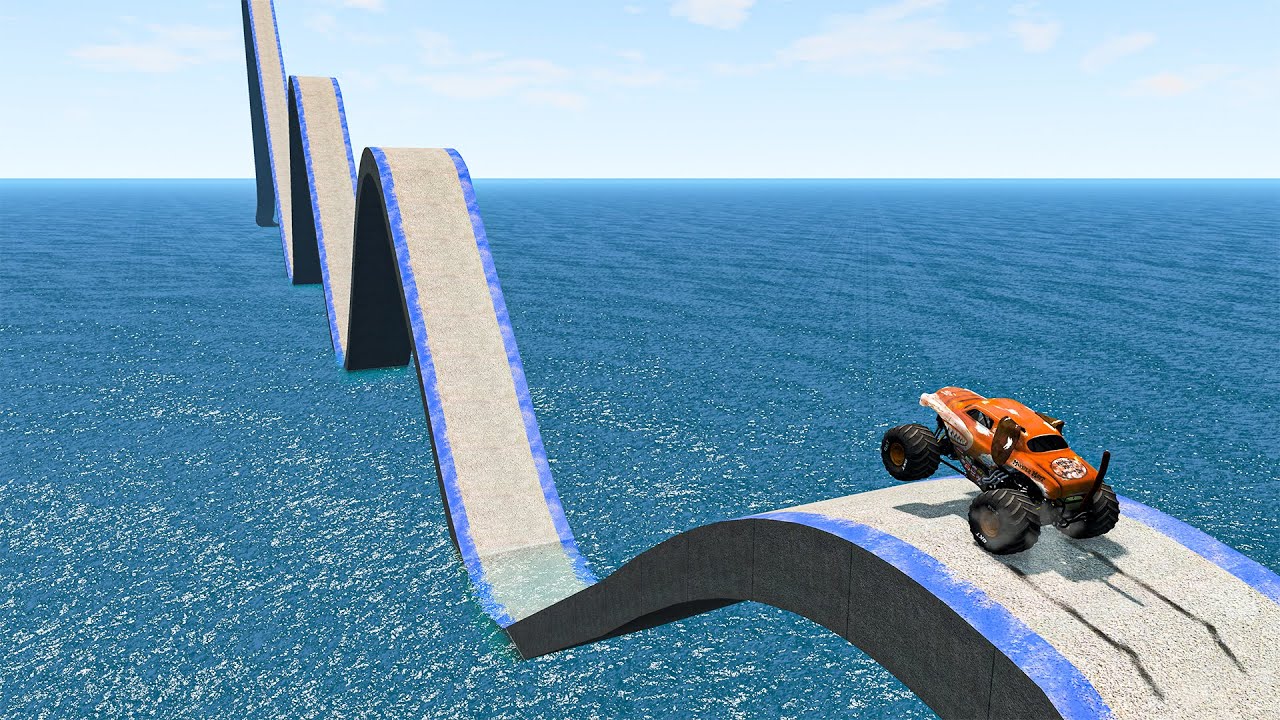 Impossible Growing Wave Bridge Crossing Cars Vs Deep Water - BeamNG.Drive