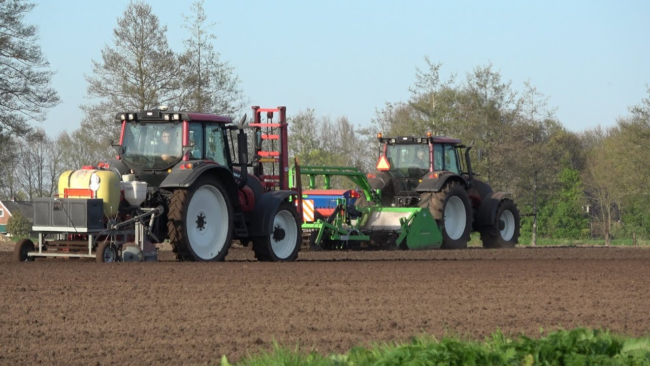 Trip Bloembollen met Valtra T151 en N141 aan het spitten en bedden frezen voor lelies (2018)