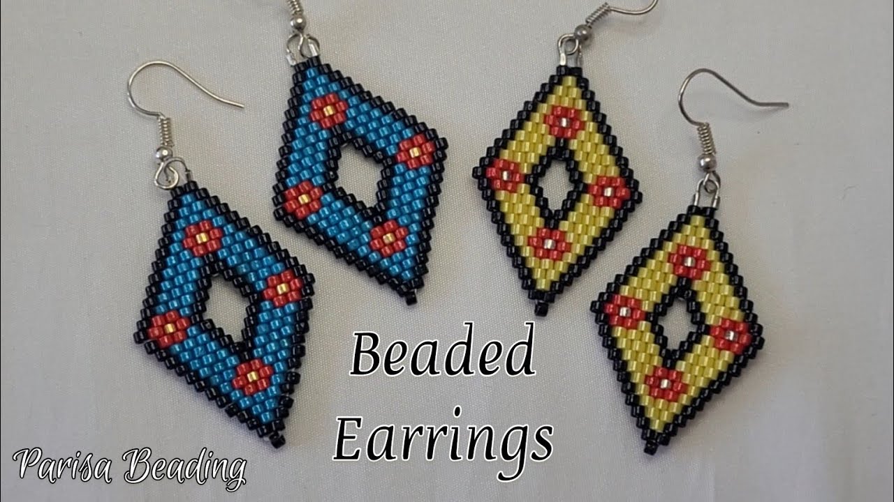 DIY Beaded Brick Stitch Diamond Earrings Tutorial ✴️