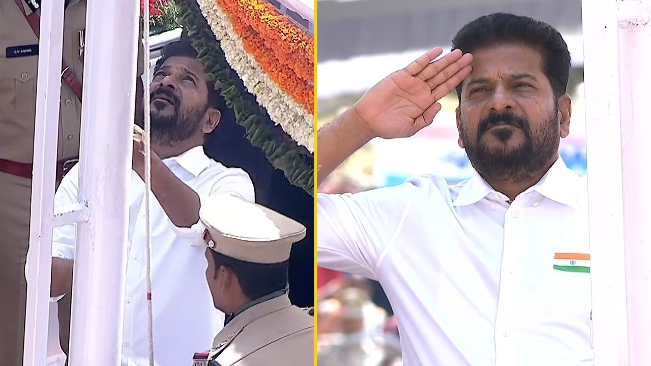 CM Revanth Reddy Flag Hoisting Visuals | 80th Independence Day