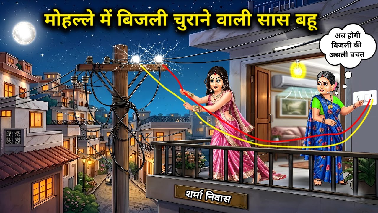 मोहल्ले की बिजली चुराने वाली सास। Cartoon videos। Hindi Stories Ke Diwane।