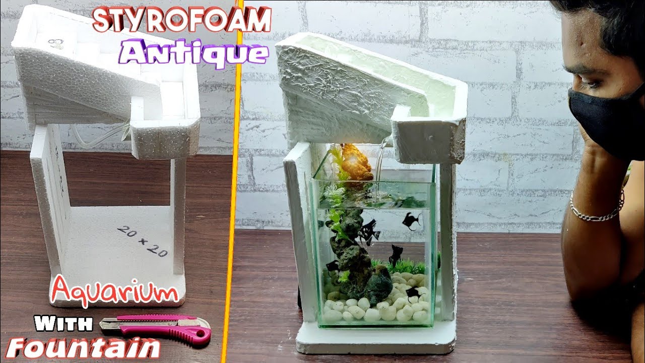 Awesome Amazing Antique Aquarium With Fountain | My Homemade Tabletop Aquarium With Water Fountain