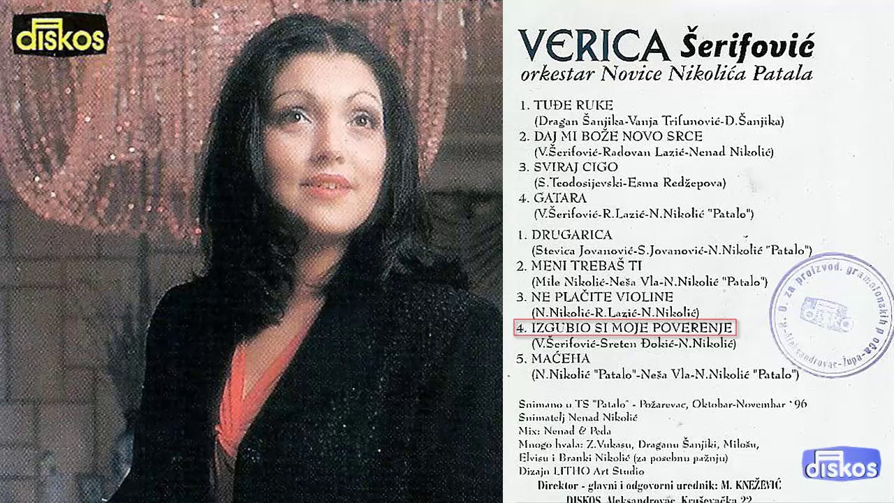 Verica Serifovic - Izgubio si moje poverenje - (Audio 1996)