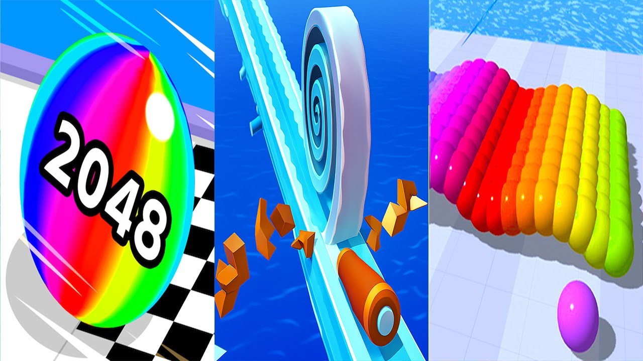 Ball Run 2048 VS Spiral Roll VS Canvas Run - All Levels Android iOS Gameplay Ep 1