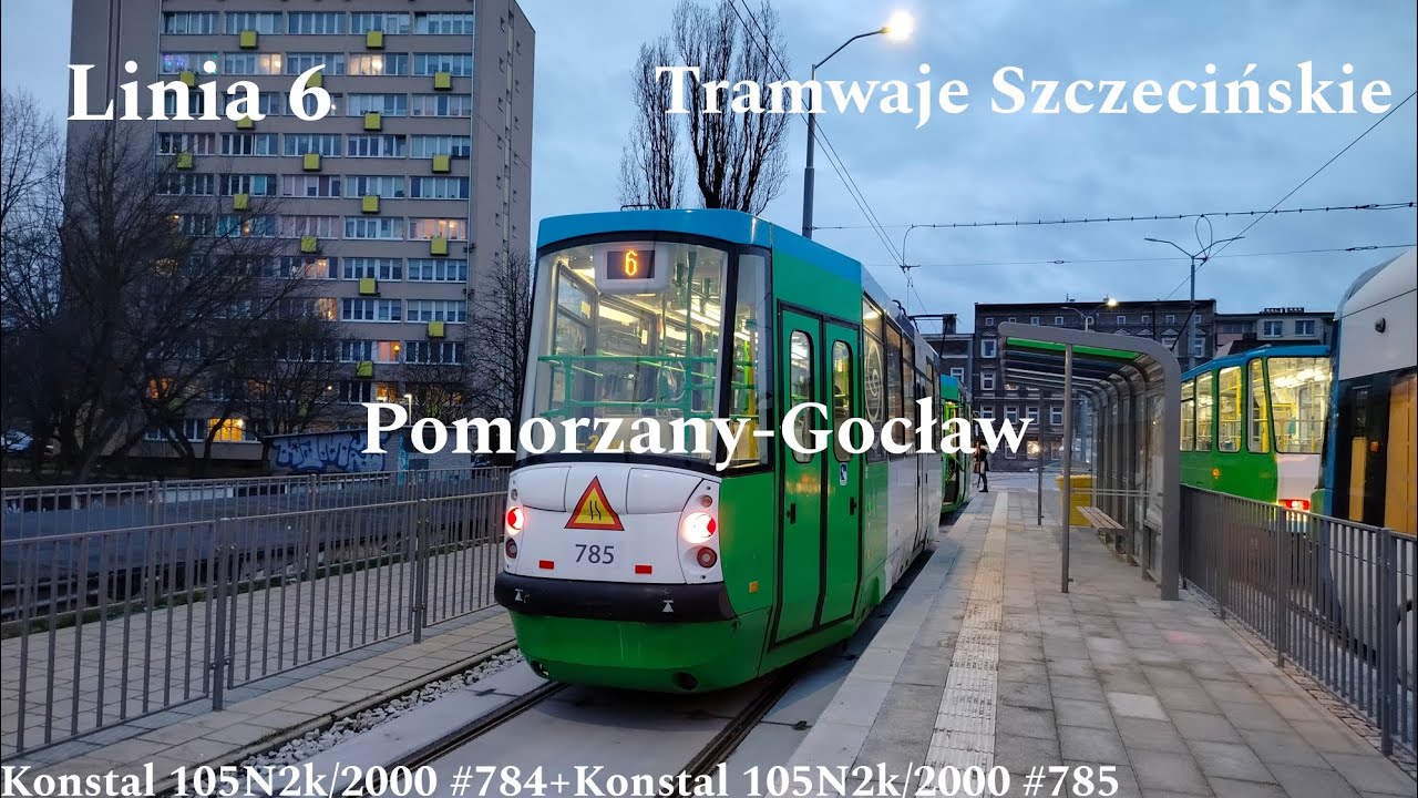 Szczecin Linia 6 Pomorzany-Gocław Konstal 105N2k/2000 #784+#785