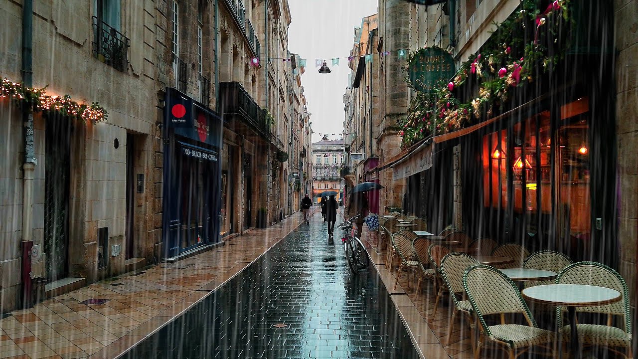 3Hours Walking in the #RainWalk Bordeaux 4k France | NOV 2023 | ASMR Rain sounds for sleeping