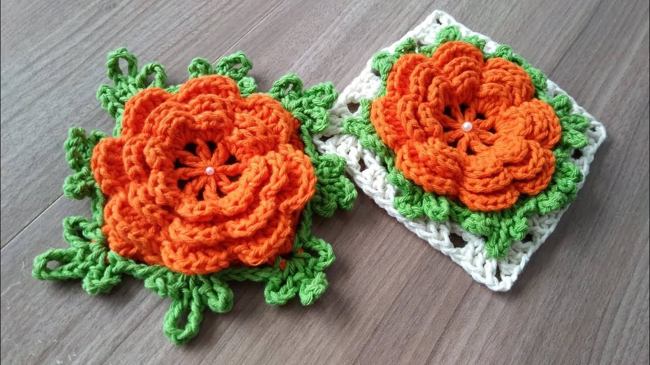 Flor em Crochê Fabiana/ FLOR EM CROCHÊ 3 CAMADAS COM 8 PÉTALAS
