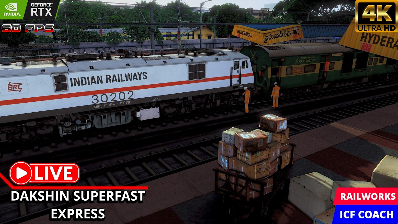 12721 DAKSHIN SUPERFAST EXPRESS LIVE RAILWORKS..#indianrailways #railworks #gaming #live