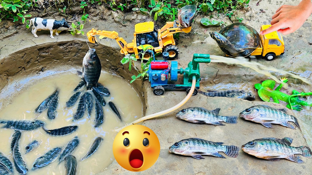 catch fish using mini water pump | fishing exciting | diy tractor ‪@sunfarming