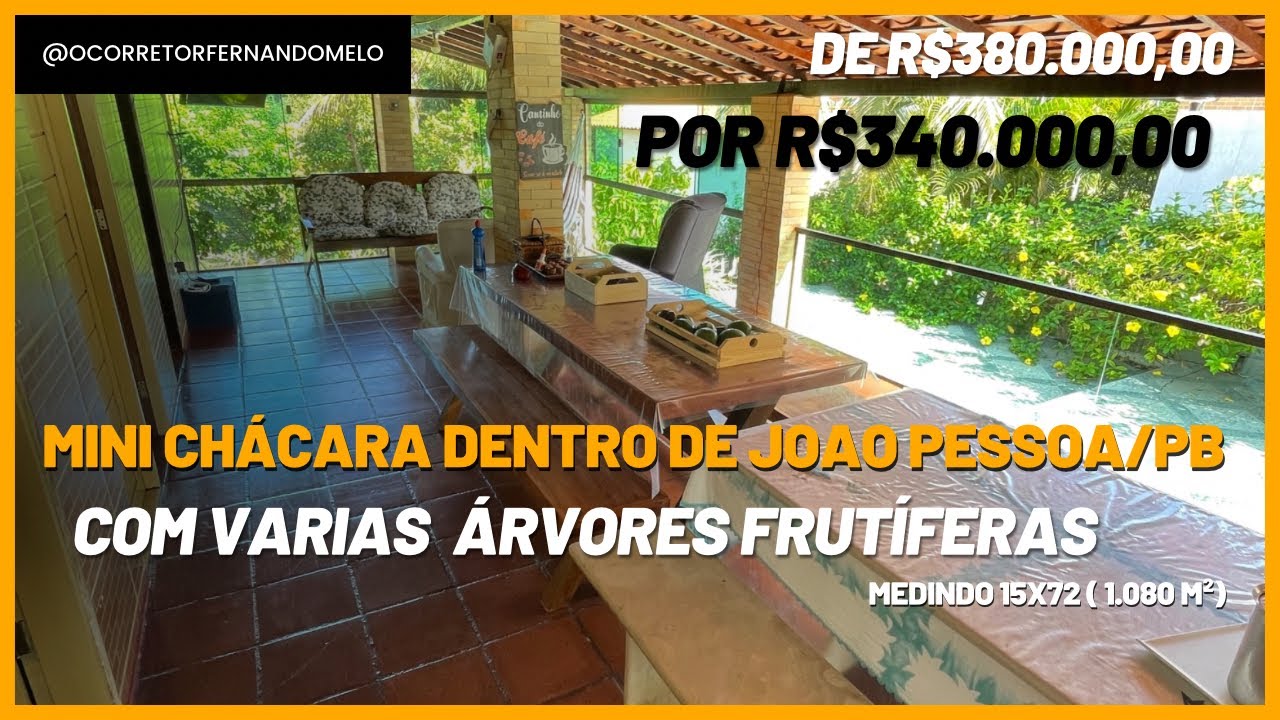 [VENDIDA]Mini chácara em João Pessoa-PB a 3km das praias de Gramame é pertinho de Jacumã.