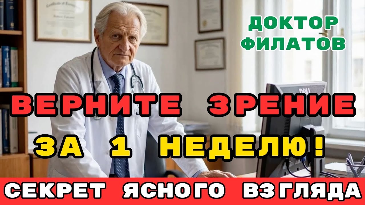 ЗРЕНИЕ ВЕРНЁТСЯ! Как ВИДЕТЬ ЧЁТКО в ЛЮБОМ ВОЗРАСТЕ? Комплекс упражнений и питание. Доктор Филатов!