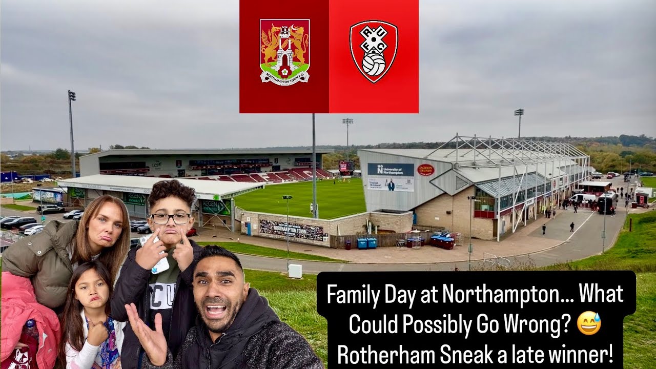 Northampton v Rotherham EFL league 1 matchday vlog. Family day out at Sixfields Stadium.Late drama!
