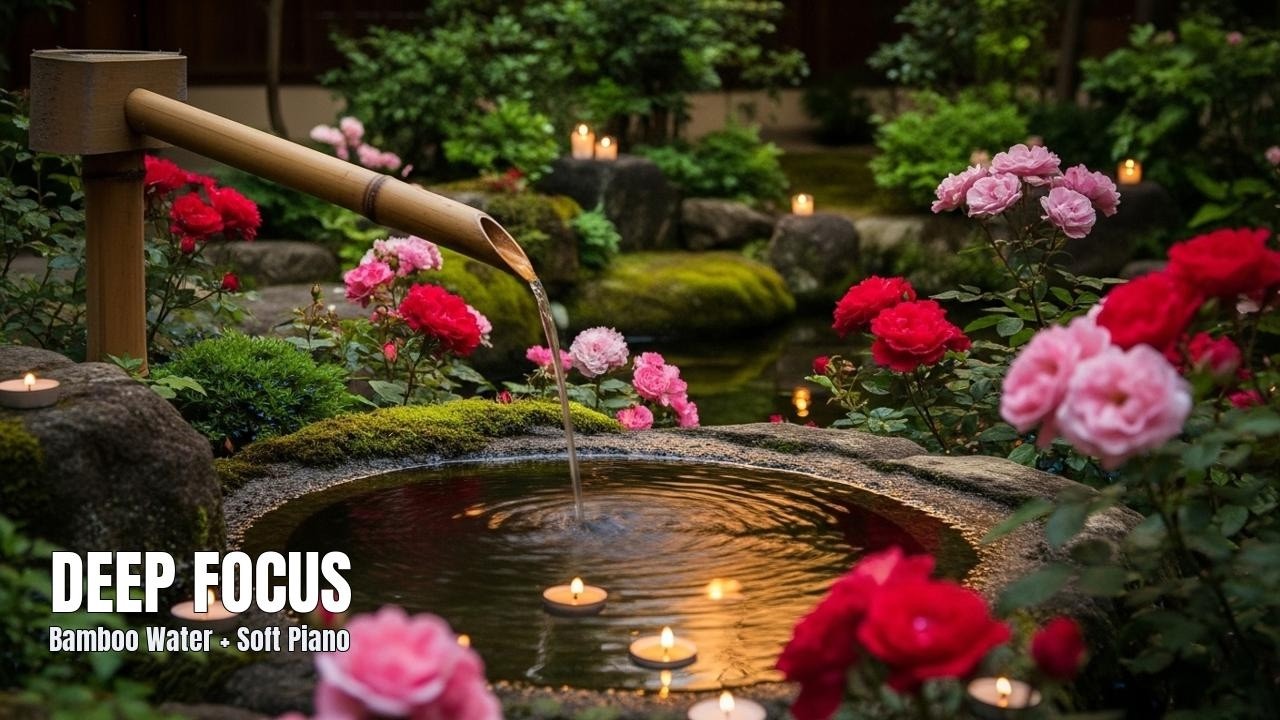 Deep Focus for Work & Study: Bamboo Water + Soft Piano (No Lyrics) • Live Soundscape
