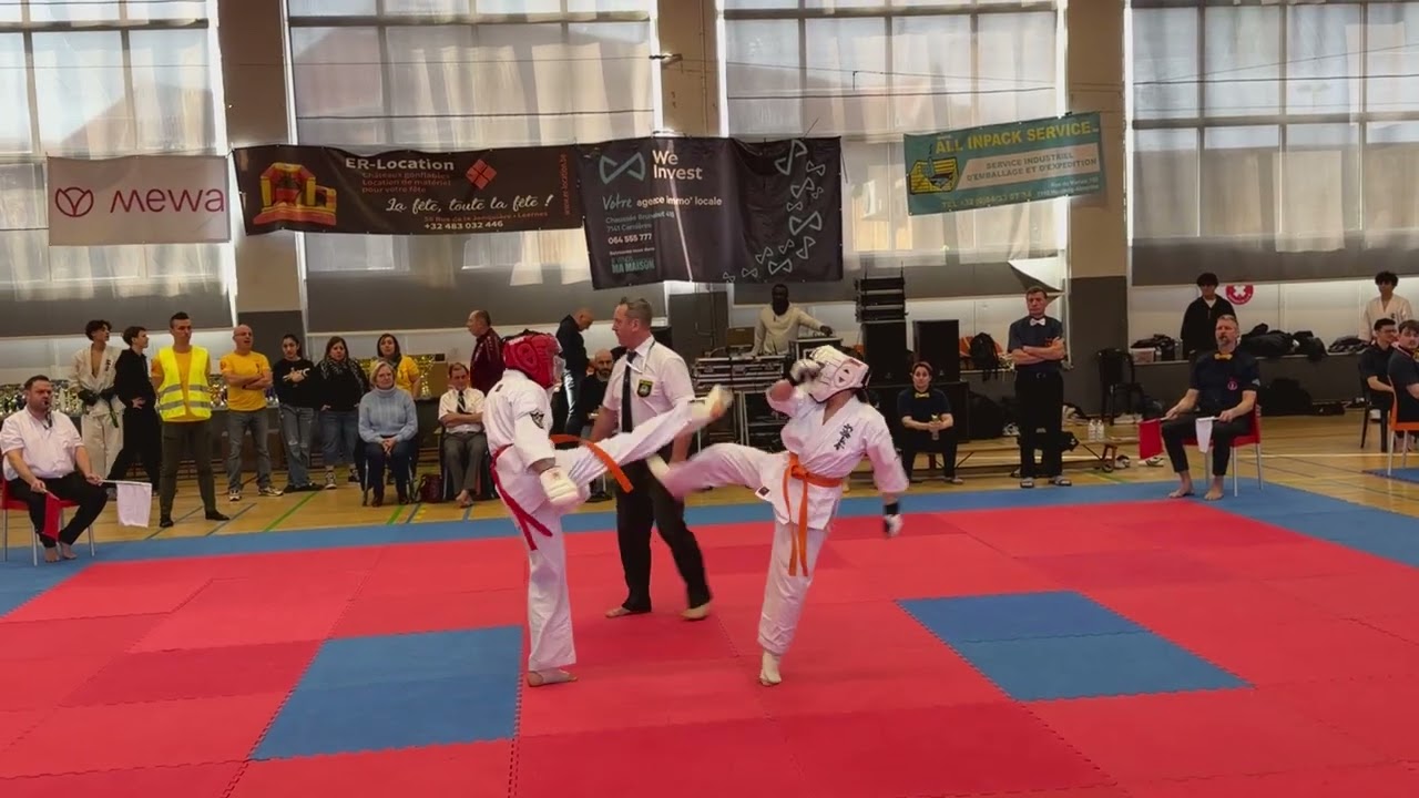 Souhayla Mofti +45kg U12 - 1er combat - OPEN BELGIAN CUP  SHINKYOKUSHIN