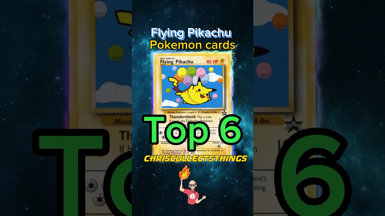 Top 6 Pok&eacute;mon FLYING Pikachu cards 🎈 #shorts #pikachu #top5