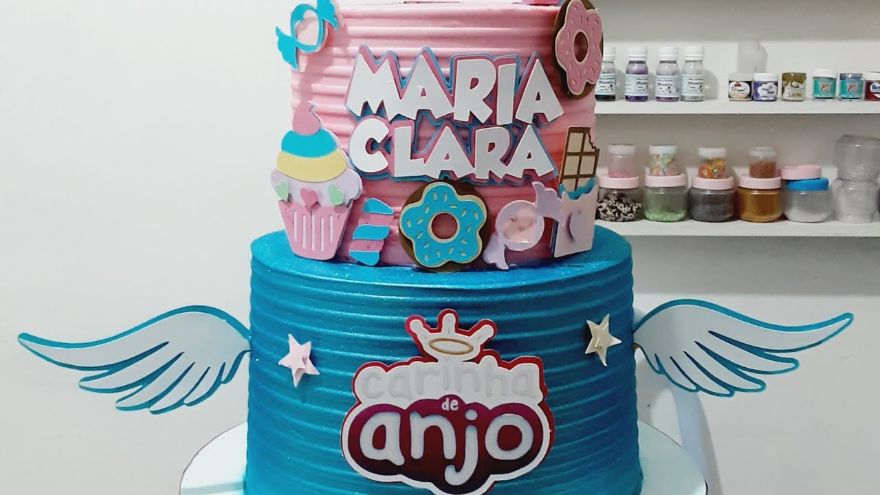 Bolo  2 andares / Carinha de anjo ,  cobertura ganache de chantilly ,massa branca e chocolate.