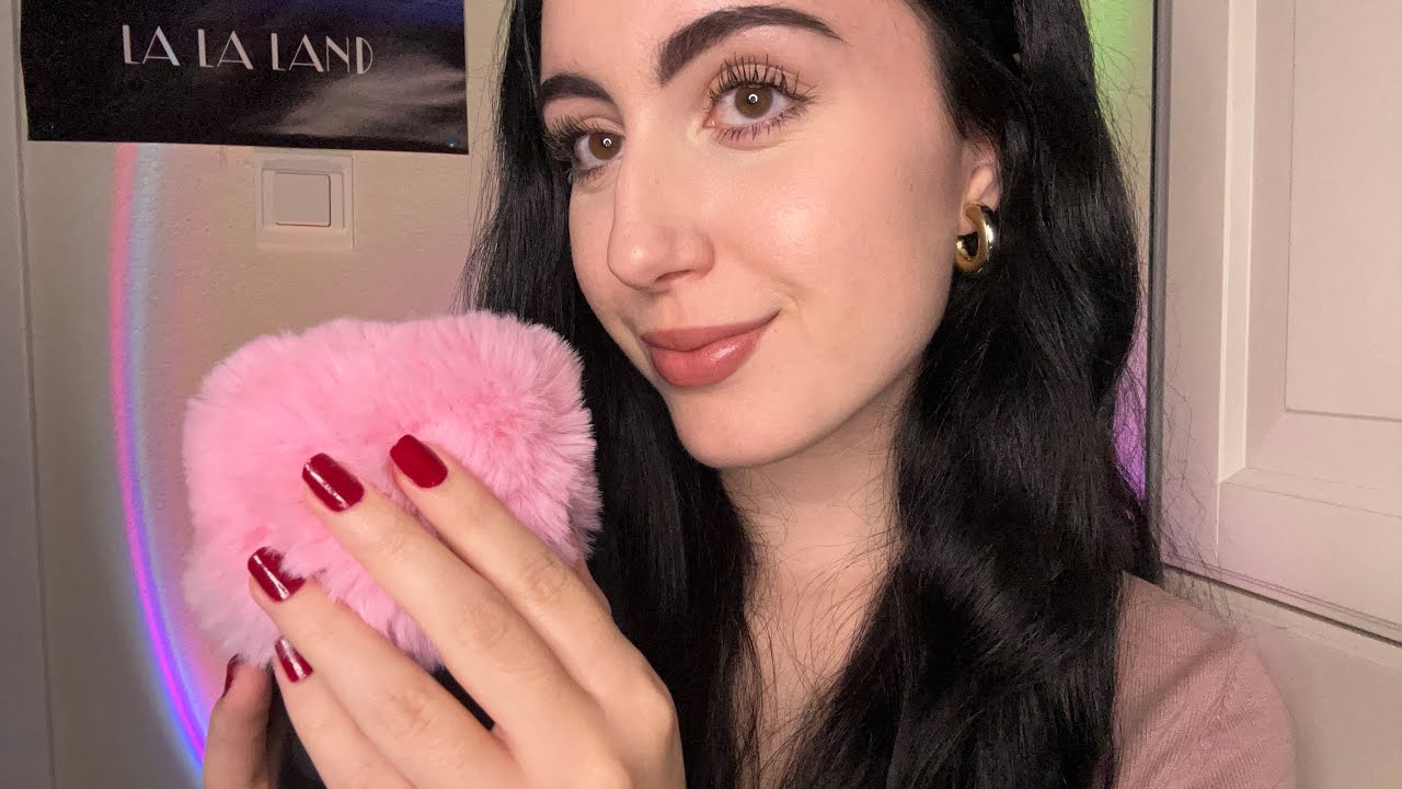 Visual & Close Up ASMR ~ Hand & Mouth Sounds (w/ fluffy cover) #asmr 