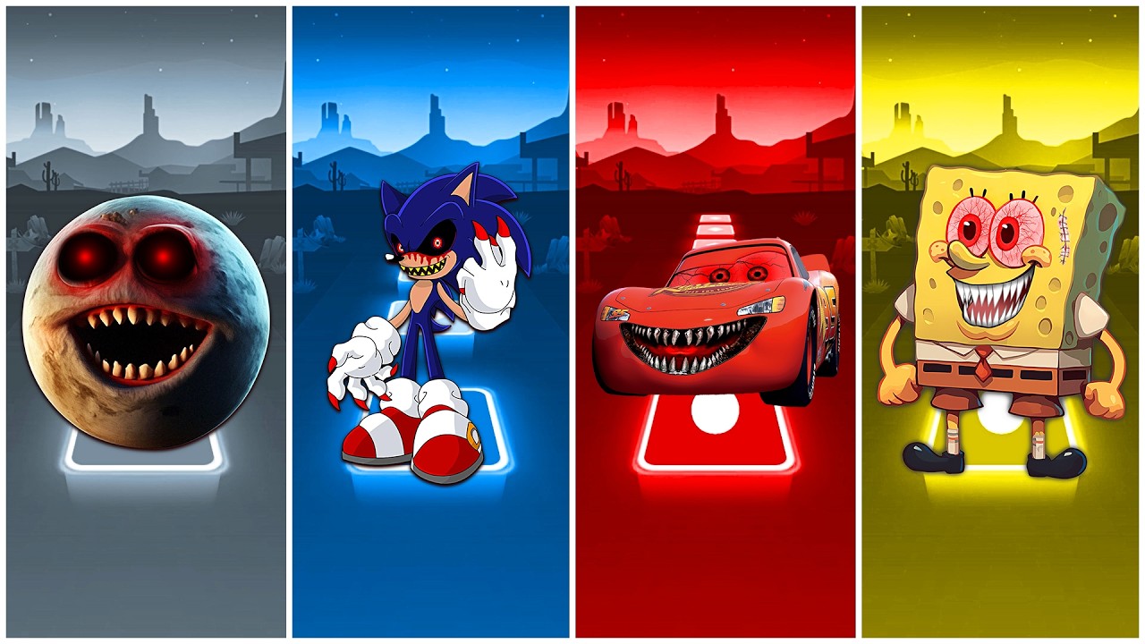 Lunar moon 🆚 Sonic exe 🆚 McQueen exe 🆚 SpongeBob exe | Coffin Dance cover!