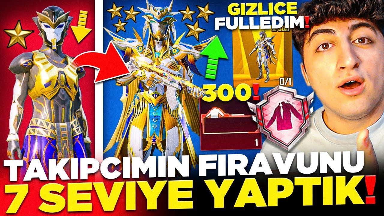 GİZLİCE TAKİPÇİMİN HESABINA GİRİP FİRAVUNU 7 SEVİYE YAPTIK❗ (300 DESTANSI OLDUK❗ 😲) PUBG Mobile
