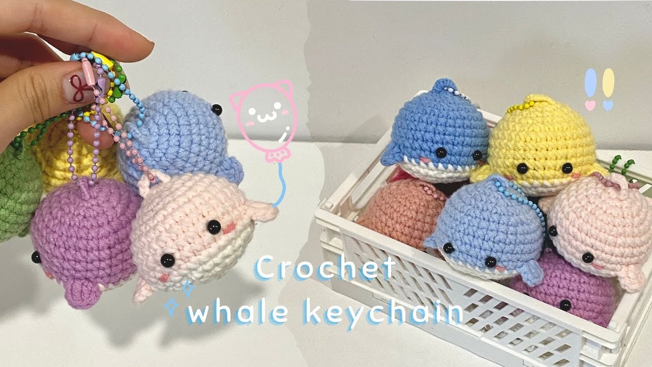 🐳CROCHET WHALE KEYCHAIN TUTORIAL | Hướng dẫn l&agrave;m m&oacute;c kh&oacute;a c&aacute; voi chi tiết | Meine.crochet
